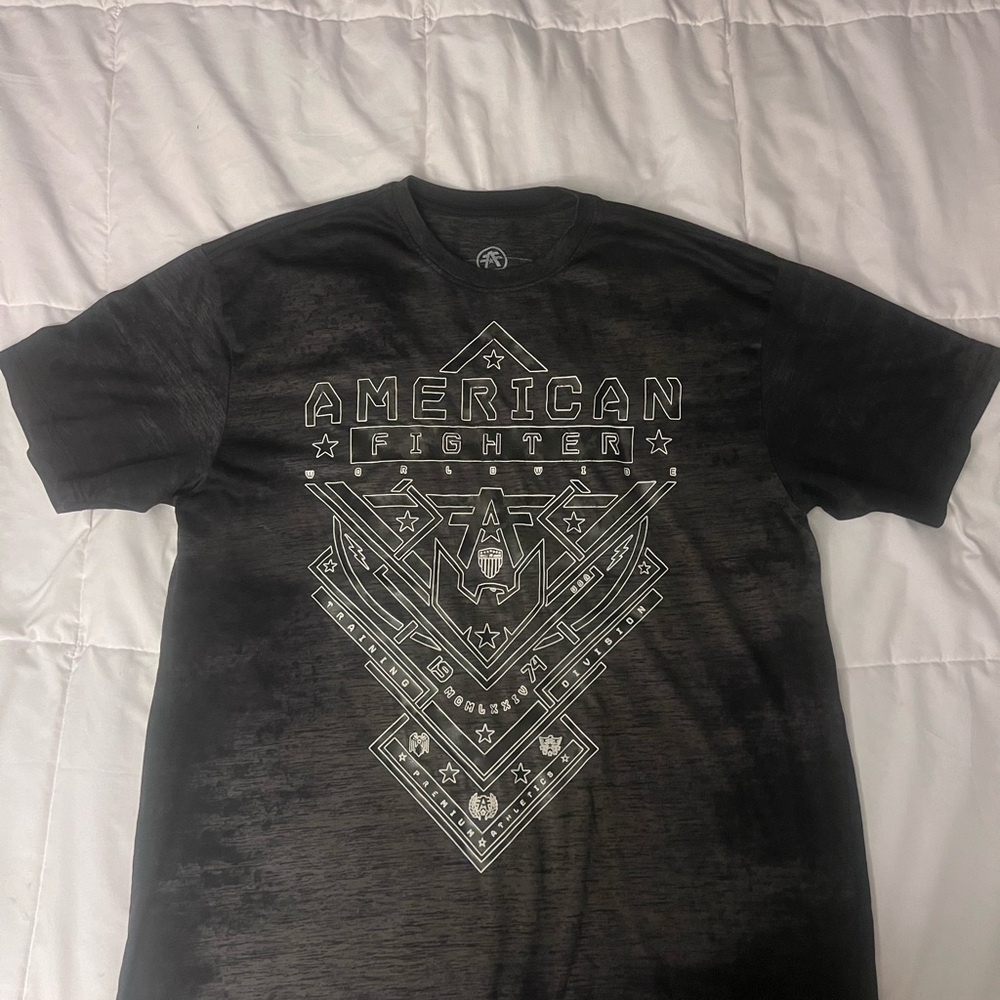 American Fighter Black Short Sleeve Tee with Geometric Design